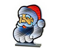 Smart Garden Lumière LED 3D à effet miroir de Noël avec visage de Père Noël - 40 cm Décoration double face pour la maison - Lumières festives