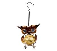 SMART GARDEN-Suspension solaire petit hibou en métal à LED blanc chaud - 13 x 12,2 cm