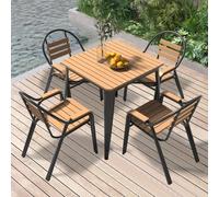 Smart Home, Ensemble de Salle à Manger d'extérieur 5 pièces, Table de Jardin et 4 chaises, mobilier Noir élégant pour Jardin, Balcon, idéal pour Les r