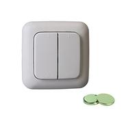 Smart Home Interrupteur mural télécommandé à 2 canaux à piles, autocollant, avec 2 piles de rechange