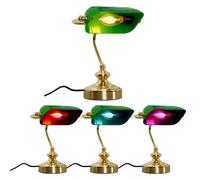 Smart Home Lampe de table Rétro Lampe de banquier laiton vert Lampe de bureau App, RGB LED 4,8W 450Lm blanc chaud froid, LxLxH 19x16,5x24 cm
