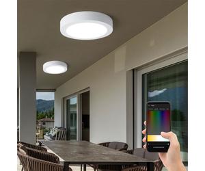 Smart Home plafonnier applique murale extérieur lampe maison applique murale en fonte d'aluminium, blanc, IP44, dimmable CCT, LED 16,5W 1600Lm, D 22,5 cm, lot de 2