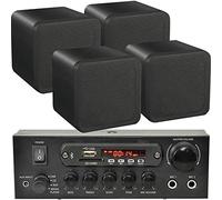 Smart Home Système de Haut-Parleur Bluetooth 4 x 80 W Noir Amplificateur Compact sans Fil Eco Dot/Alexa pour café, Bar, Restaurant, Home cinéma et Mini amplificateur Audio HiFi