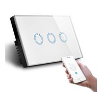 Smart Home Touch Switch Wifi App Control Lamp Switch Interrupteur En Verre Cristal Compatible Avec Alexa Google Assistant 1000w Ac110-240v Us 3 Gang 1 Voie,Blanc