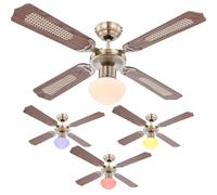 Smart Home Ventilateur de plafond LED avec interrupteur à tirette Lampe de ventilateur plafonnier, App- commande vocale, marche avant-arrière, 1x Smart RGB LED 8,5W 806Lm, D 106,6 cm