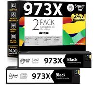 Smart Ink Cartouche d’Encre Compatible pour HP 973X 973 (2 Noir Multipack) pour HP PageWide Pro 477dw 577dw 452dw 477dn 452dn 577z 552dw P55250dw