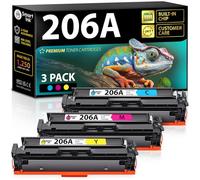 Smart Ink Cartouche de toner de rechange compatible pour HP 206A 206 A avec puce intégrée (pack combo de 3 couleurs) à utiliser avec MFP M283fdw M283cdw M255dw M255nw