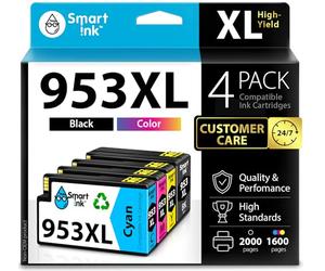 Smart Ink Cartouches d’Encre Compatibles Alternative pour HP 953 Pack de 4 (BK & C/M/Y) avec Système de Puce Avancée pour Officejet Pro 7720 7730 7740 8210 8218 8710 8715 8718 8720 8725 8728 8730 8740