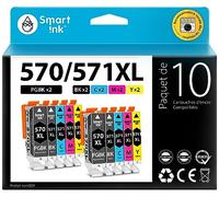 Smart Ink Compatible Cartouche d'encre de Remplacement pour Canon PGI 570 XL 570XL CLI 571 XL 571XL 10 Pack(2 PGBK & 2 BK/C/M/Y) pour PIXMA MG5750 5751 6850 6853 TS5050 5055 6050 6052 5752 6851 5053