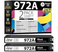 Smart Ink Lot de 2 cartouches d'encre de rechange pour imprimante HP 972A 972 A Noir Pour HP PageWide Pro 477dw 577dw 452dw 477dn 452dn 577z 552dw 377dw P55250dw