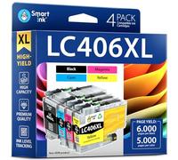 Smart Ink Lot de 4 Cartouches d'encre de Rechange pour Brother LC406 XL LC406XL LC 406 Combo Pack à Utiliser avec MFC-J4335DW MFC-J5855DW MFC-J6555DW MFC-J4535DW MFC-J6955DW (Noir, Cyan, Magenta,