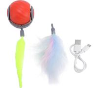 Smart Interactive Cat Ball Toy avec des dents soniques moudre empêcher l'ennui, résistant à la morsure automatiquement lui-même rouler rouge