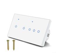 Smart Interrupteur mural Wi-Fi 2 voies avec panneau en verre tactile, commande vocale pour Alexa et application TUYA, télécommande 220 V 10 A, pour lampes à incandescence et à économie d'énergie