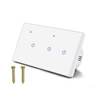 Smart Interrupteur mural Wi-Fi 2 voies avec panneau en verre tactile, commande vocale pour Alexa et application TUYA, télécommande 220 V 10 A, pour lampes à incandescence et à économie d'énergie