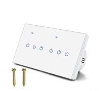 Smart Interrupteur mural Wi-Fi 2 voies avec panneau en verre tactile, commande vocale pour Alexa et application TUYA, télécommande 220 V 10 A, pour lampes à incandescence et à économie d'énergie