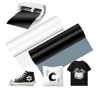 Smart Iron on pour Cri cut Joy Xtra - 24 x 200 cm - Film flexible pour traceur textile - Autocollant permanent - En vinyle pour traceur de bricolage - Pour t-shirts, tissus, vêtements - Blanc + noir