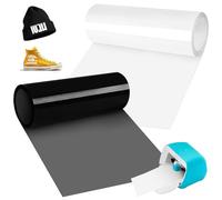 Smart Iron on pour Cricut Joy, 14 x 200 cm, noir + blanc, film de traceur textile, transfert de chaleur, vinyle, film flexible pour traceur textile à repasser, film PU pour tissus, t-shirts, motifs