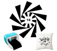 Smart Iron on pour Cricut Joy, 18 Feuilles Vinyle de Transfert de Chaleur, films pour traceur textile, Flex Thermocollant pour Tissu pour DIY T-Shirts, Vêtements, Chapeaux, 30,5x14cm, Noir&blanc