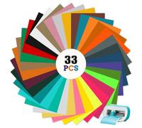 Smart Iron On pour Cricut Joy, Flex Thermocollant pour Tissu 33 Feuilles Vinyl Thermocollant HTV 14 cm x 30,5 cm Film Plotter, Pour DIY t-shirts, sweats à capuche, sacs et autres tissus