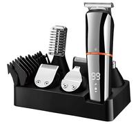 Smart-J Tondeuse barbe homme 10 en 1 - Tondeuse à cheveux, tondeuse de précision, coupe nez/oreilles - affichage LED, recharge USB, base incluse, étanche IPX6 - Kit de toilettage multifonction