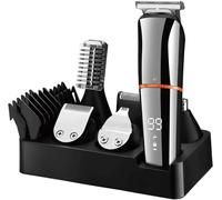Smart-J Tondeuse barbe homme 10 en 1 - Tondeuse à cheveux, tondeuse de précision, coupe nez/oreilles - affichage LED, recharge USB, base incluse, étanche IPX6 - Kit de toilettage multifonction