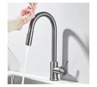 Smart Kitchen Faucet with 360° Rotating Sensor Touchless Water-Saving Mixer Tap Modern Gray Design for Easy and Convenient Use.