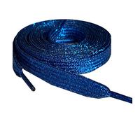Smart Laces® Lacets plats métalliques scintillants pour chaussures de sport et chaussures pour enfants et femmes, bleu marine, 80cm/31"