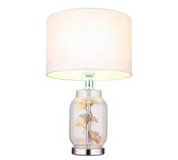 Smart Lampe de table en verre Lampe d'appoint Feuilles Design Abat-jour textile blanc, métal, 1x RGB LED 5W 470Lm blanc chaud-froid, DxH 25x38 cm