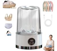 Smart Laundry Cup, Bloame Portable Washer, Rechargeable Portable Cordless Mini Washing Machine with LCD Display for Home, Hotel & Camping, Free 4/8 pcs folding clothes drying rack (White,1 PCS)