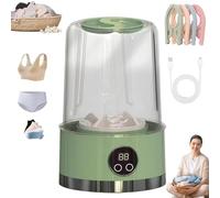 Smart Laundry Cup, Bloame Portable Washer, Rechargeable Portable Cordless Mini Washing Machine with LCD Display for Home, Hotel & Camping, Free 4/8 pcs folding clothes drying rack (Green,1 PCS)