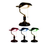 Smart LED Bankerlampe dimmable Lampe de table anthracite or Lampe de bureau Interrupteur à tirette, changement de couleur RGB, App, 5W 470lm blanc chaud, LxlxH 26,5x18x34 cm