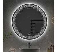Smart LED Bathroom Mirror Round Wall Mounted Design with Human Induction Touch Control Ideal for Bedroom & Living Room Easy Installation (Double Touch Size: 7)