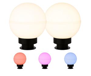 Smart LED Boule d'éclairage extérieur Lampe boule avec piquet, commande vocale par app, changement de couleur RGB, câble de 5m, 5W 470lm blanc chaud/blanc froid, DxH 20x51 cm, 2 pièces