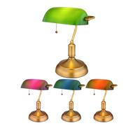 Smart LED Lampe de bureau Lampe de banc laiton vieilli Verre vert Lampe de lecture, changement de couleur, App commande vocale, 8,5W 806lm blanc chaud, LxH 26,5x36 cm