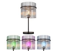 Smart LED lampe de table barres de verre fumé clair lampe d'appoint noire lampe de chambre à coucher changement de couleur, App commande vocale, 8,5W 806lm blanc chaud, H 54,5 cm