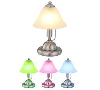 Smart LED lampe de table dimmable lampe de chevet albâtre verre lampe de table chambre, changement de couleur, nickel mat, 5W 470lm blanc chaud-blanc froid, DxH 17x27 cm