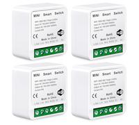 Smart Lichtschalter Modul,4 Stück Smart Switch Kompatibe,Smart Lichtschalter Mini,WLAN Lichtschalter Für Intelligente Wohnraumbeleuchtung,Kompatibel Mit Alexa,Interruptori Inteligente Sprachsteuerung