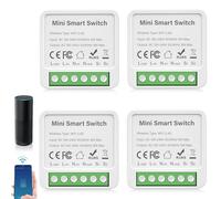 Smart Life commutateur 4 commutateurs de lumière intelligents module 2 voies, WLAN Mini relais intelligent, compatible avec Google Assistant et Alexa, neutre requis