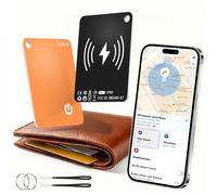Smart Locator Tag (Noir-Orange-2 Pack)- Compatible avec Find My (iOS Uniquement), Wallet Tracker Card avec Recharge sans Fil et Protection IP68, Finder Compatible avec Anneau de clés et dragonne.