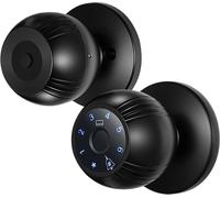 Smart Lock Keyless Eingangst��rt��r Bouton d'empreinte digitale Ty App Remote Access BT 5-en-1-empreinte digitale/mot de passe/cartes/bouton/application f��r 40-60 mm B��ro-chambre à coucher noir