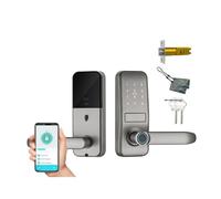 Smart Lock, serrure de porte d'entrée sans clé avec poignée noire mate Sleek mat, clavier électronique, clavier électronique Deadbolt, empreinte digitale et clavier tactile, verrouillage de porte