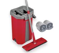 Smart Mop Compact - Balai à tête extra large et pivotante 360° + Seau + 2 lingettes microfibre