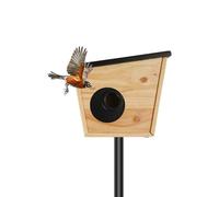 Smart Nichoir en bois avec caméra solaire, IP65, résistant aux intempéries, porte 270°, batterie 4400 mAh, vision nocturne infrarouge, pour balcon, jardin, ferme