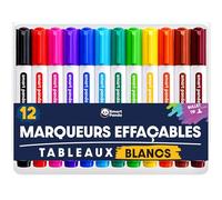Smart Panda 12 Feutres Tableau Blanc Effaçables à Sec - Pointe Ogive Épaisse, Trait Large et Net, Prise en Main Facile pour Enfants - Marqueurs Ardoise Couleurs Vives (Lot de 12)
