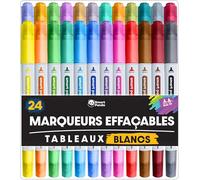 Smart Panda Feutre Ardoise Effacable Marqueur, Double Pointe, Marqueurs Tableaux Blancs - 24 Couleurs