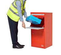 SMART PARCEL BOX Boite aux Lettres 2 Portes, Boite à Colis Extérieur sur Pied, Acier galvanisé, Extra Large, Serrure 3 clés, Rouge, 48.5 x 45.5 x 102.5 cm