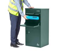 SMART PARCEL BOX Boite aux Lettres 2 Portes, Boite à Colis Extérieur sur Pied, Acier galvanisé, Extra Large, Serrure 3 clés, Vert, 48.5 x 45.5 x 102.5 cm