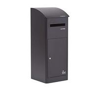 Smart Parcel Box - Boîte à colis et boîte aux lettres à couvercle incliné, étanche, en acier galvanisé, Extra-Large, Noir