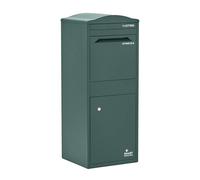 SMART PARCEL BOX Boite aux Lettres sur Pied, Boite à Colis extérieur, Acier galvanisé, Large, Serrure 3 clés, Vert foncé, 41.5 x 38.5 x 104 cm