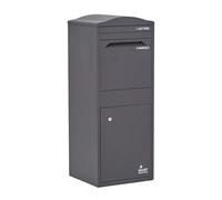 SMART PARCEL BOX Boite aux Lettres sur Pied, Boite à Colis extérieur, Acier galvanisé, Large, Serrure 3 clés, Gris foncé, 41.5 x 38.5 x 104 cm